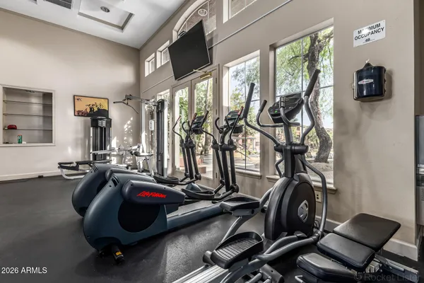 a room with gym equipment