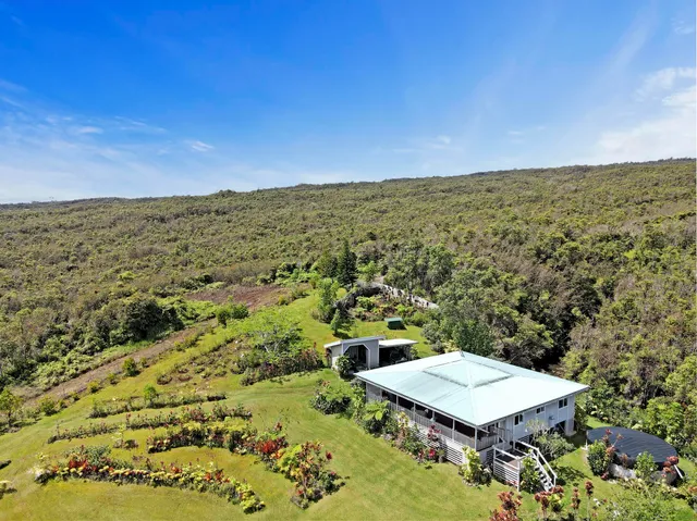 a view of a terrace with a mountain