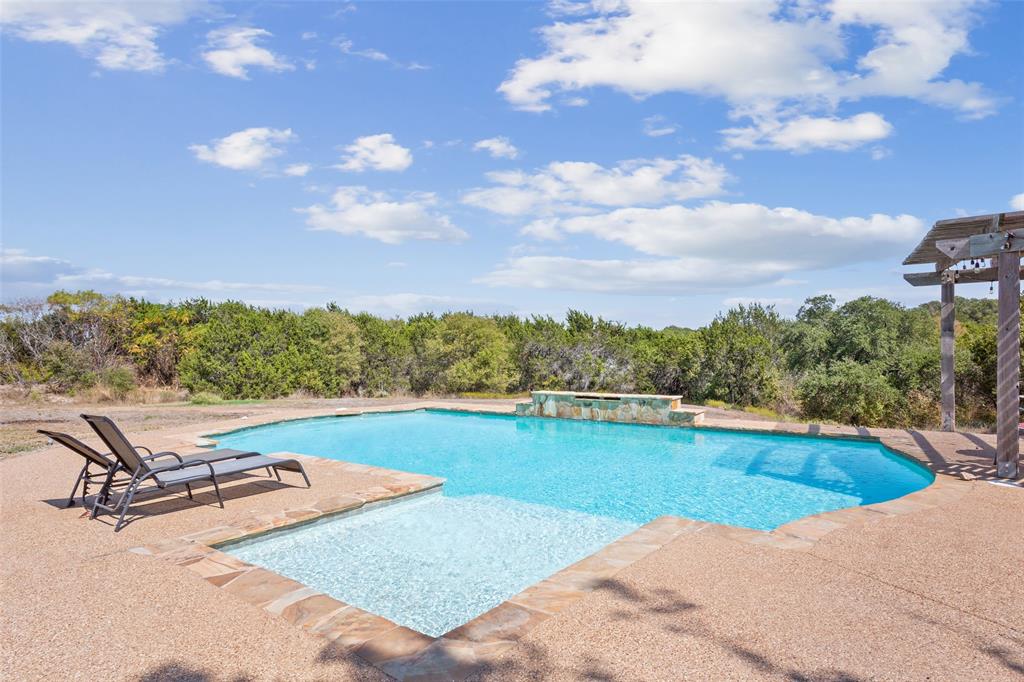 564 Sam Bass Road McGregor, TX 76657 - Photo 27 of 37 Freeform swimming pool featuring a tanning ledge and integrated waterfall