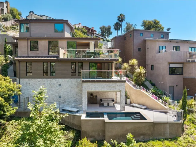 a view of a garage with storage
