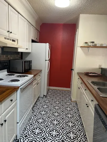 a kitchen with a sink a stove and refrigerator