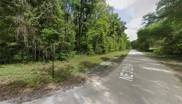 a view of a road with a yard