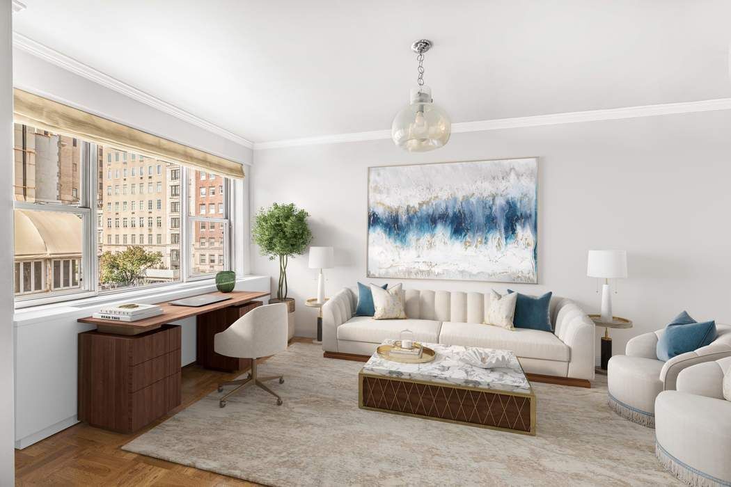 50 East 79th Street, Unit 5B Manhattan, NY 10075 - Photo 7 of 12 a living room with furniture and a large window