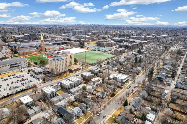 an aerial view of a city