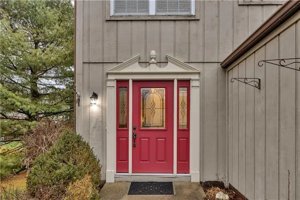 a view of a red door of the house