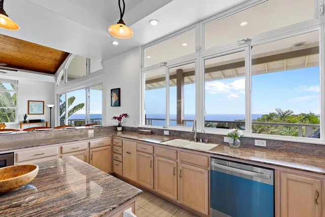 a kitchen with lots of counter top space