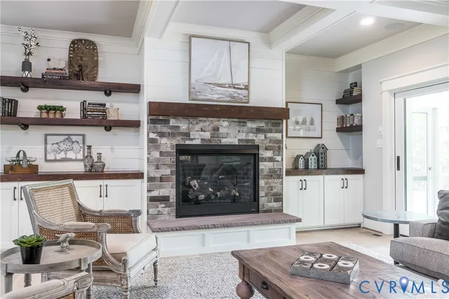 an aerial view of a house with outdoor space