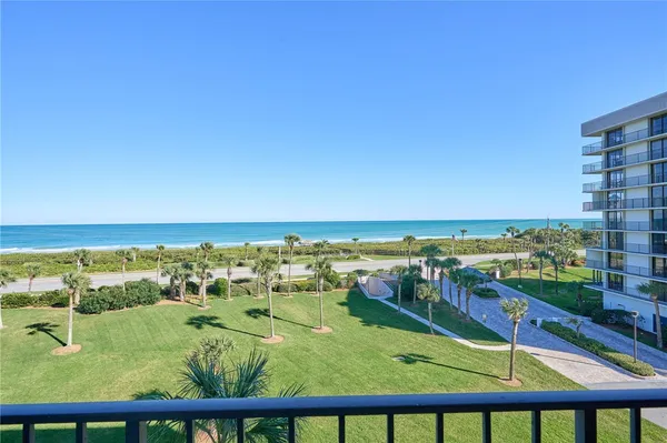 a view of a city from a balcony
