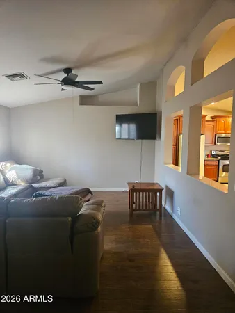 a living room with furniture