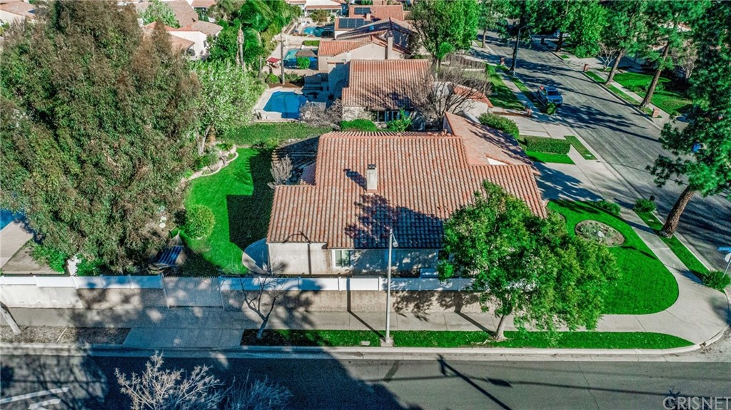 18261 Hiawatha Street Northridge, CA 91326 - Photo 34 of 35 an aerial view of a house with garden space and street view
