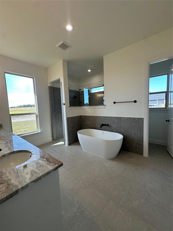 116 Blackstar Lane Decatur, TX 76234 - Photo 27 of 32 a spacious bathroom with a granite countertop sink and a bathtub
