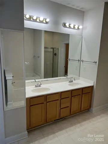a bathroom with a bathtub