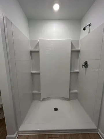 a bathroom with a shower