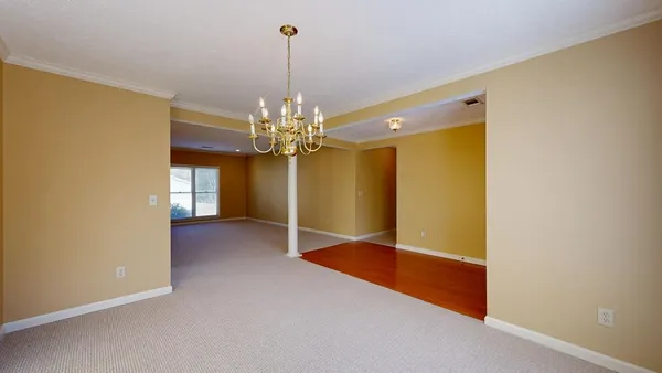 a view of a livingroom with a chandelier