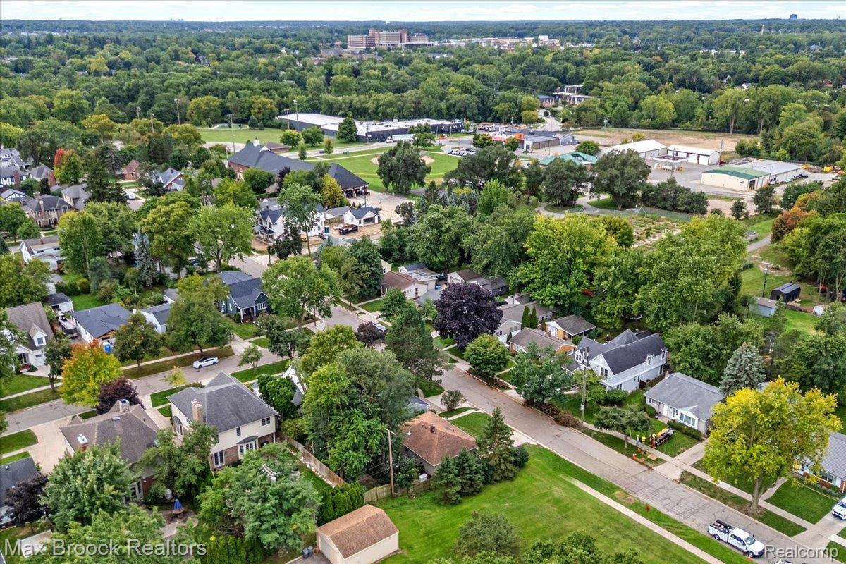 1330 Oak Street Rochester, MI 48307 - Photo 33 of 35 Aerial perspective showcasing a residential neighborhood with mature trees and established homes