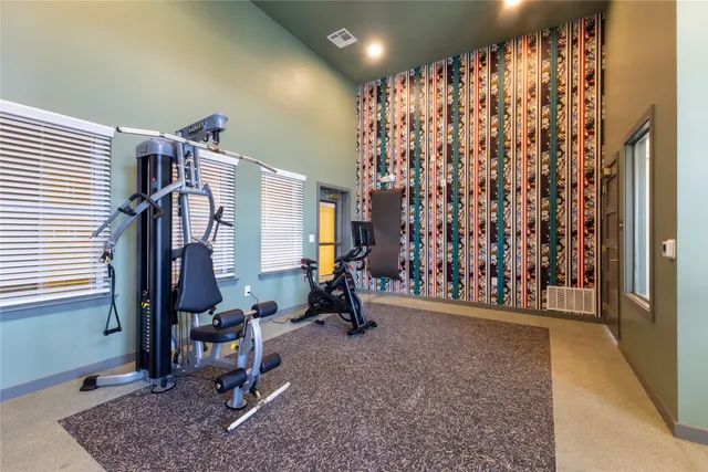a view of a room with gym equipment