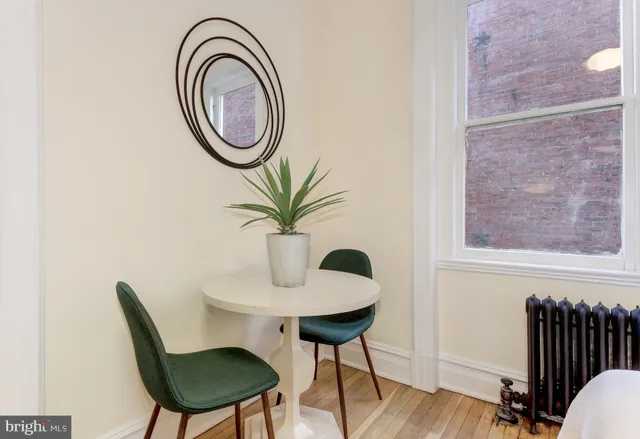 a table and chairs in a room