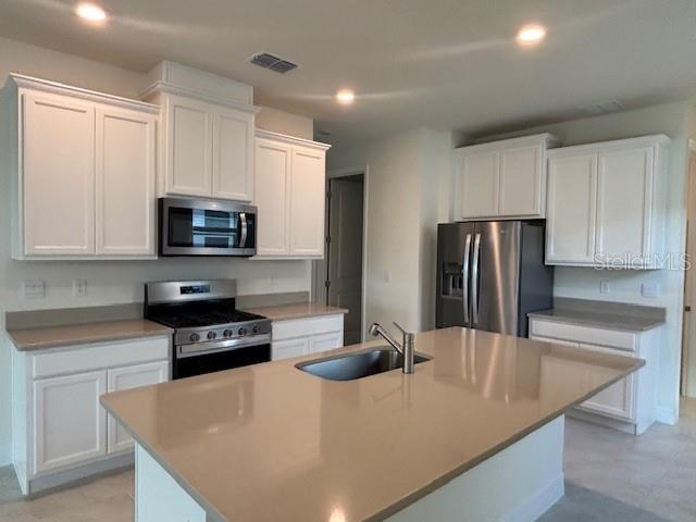 3975 Kennebunk Loop Mount Dora, FL 32757 - Photo 2 of 13 a kitchen with stainless steel appliances a sink a microwave a refrigerator and cabinets