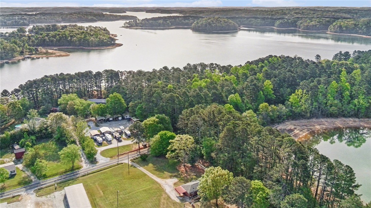 798 Coneross Creek Road Seneca, SC 29678 - Photo 33 of 34 This elevated view captures the extensive lakefront property surrounded by lush greenery.