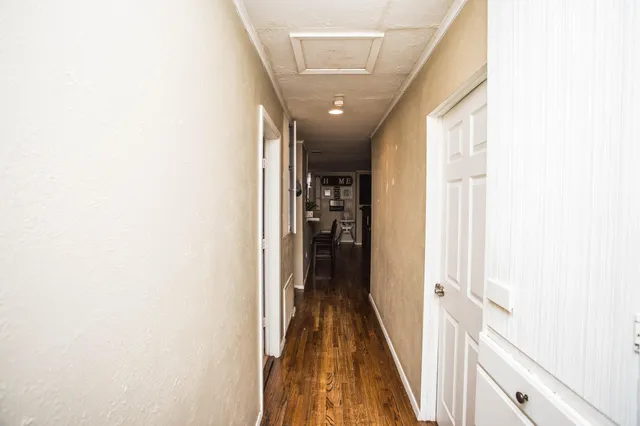 a view of hallway with stairs