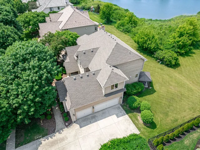an aerial view of a house