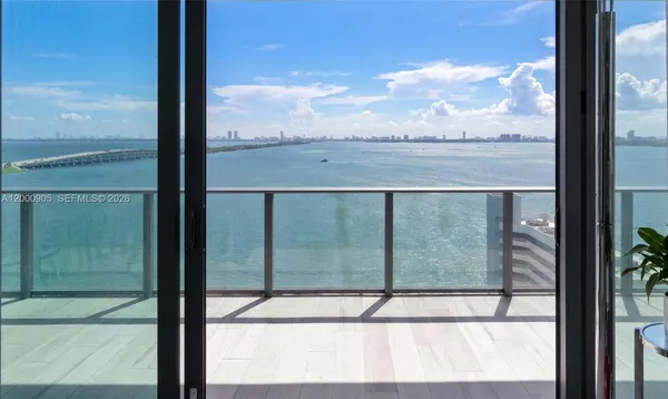 a view of a glass door