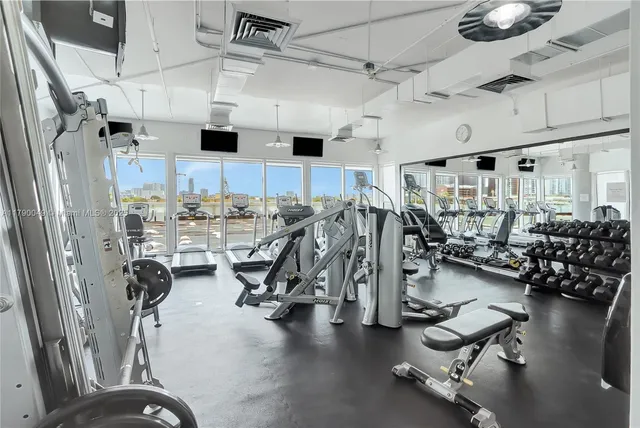 a view of a room with gym equipment