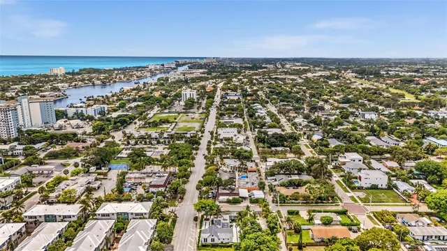 an aerial view of residential building with parking space