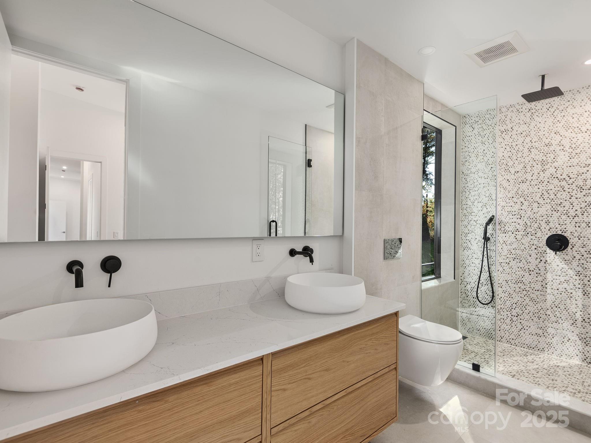 87 Verbania Rd Mills River Mills River, NC 28759 - Photo 13 of 27 a bathroom with a granite countertop toilet sink and mirror