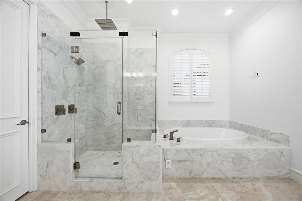 1572 Rabbit Rdg Road Heath, TX 75032 - Photo 16 of 40 a bathroom with a granite countertop bathtub shower and window