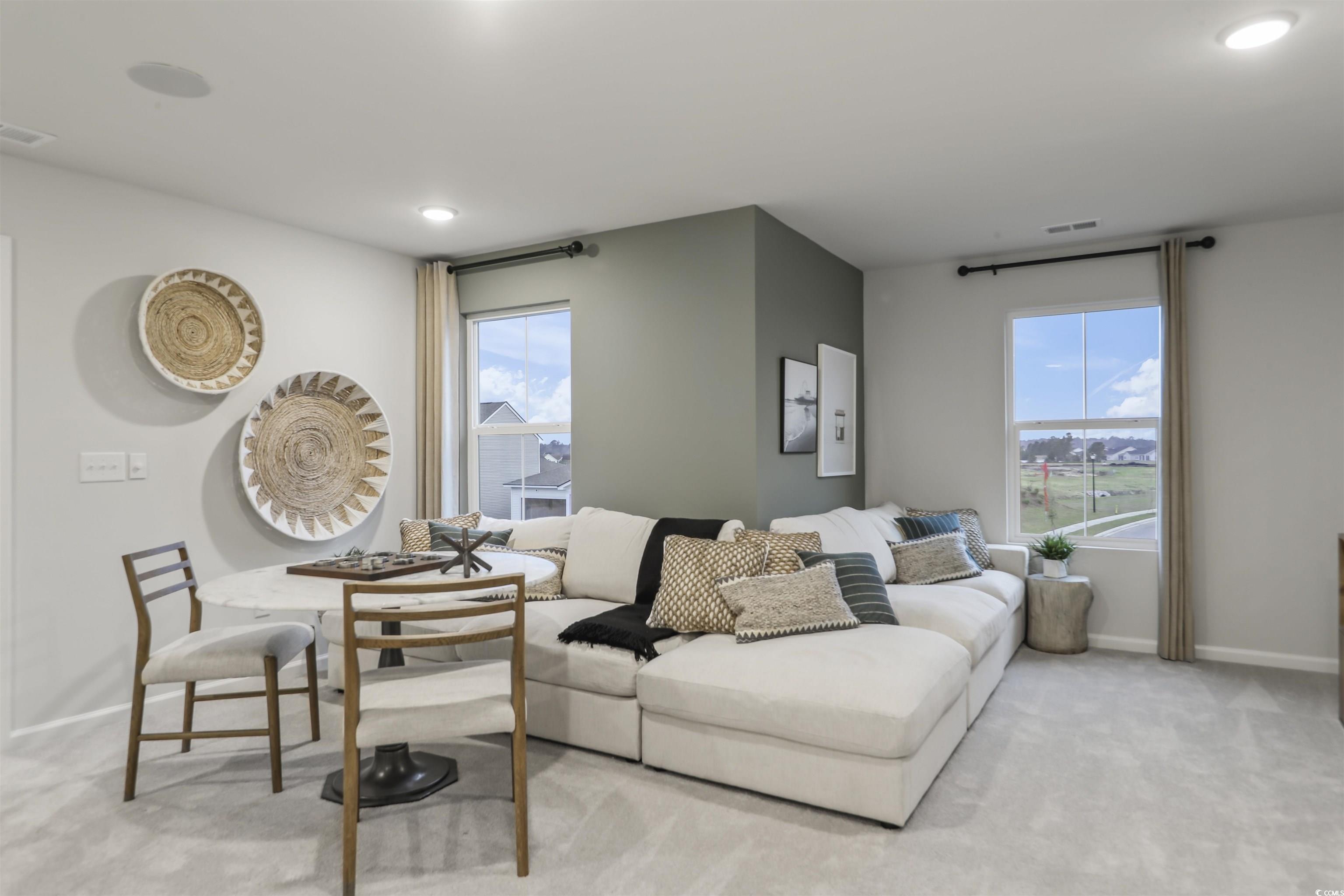 3090 Visionary Drive Myrtle Beach, SC 29588 - Photo 19 of 28 Living area featuring light colored carpet and recessed lighting