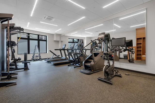 a view of a room with gym equipment