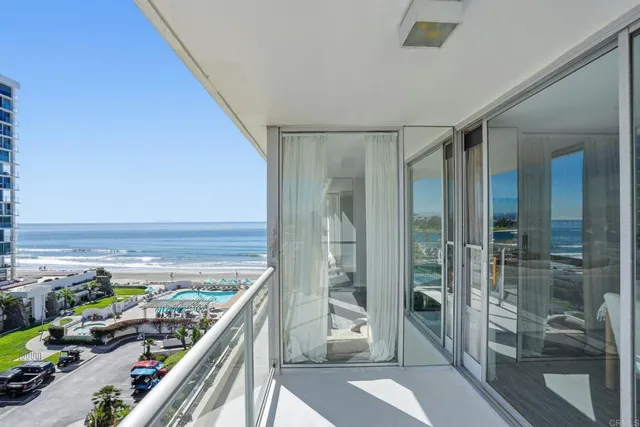 a view of ocean from a balcony