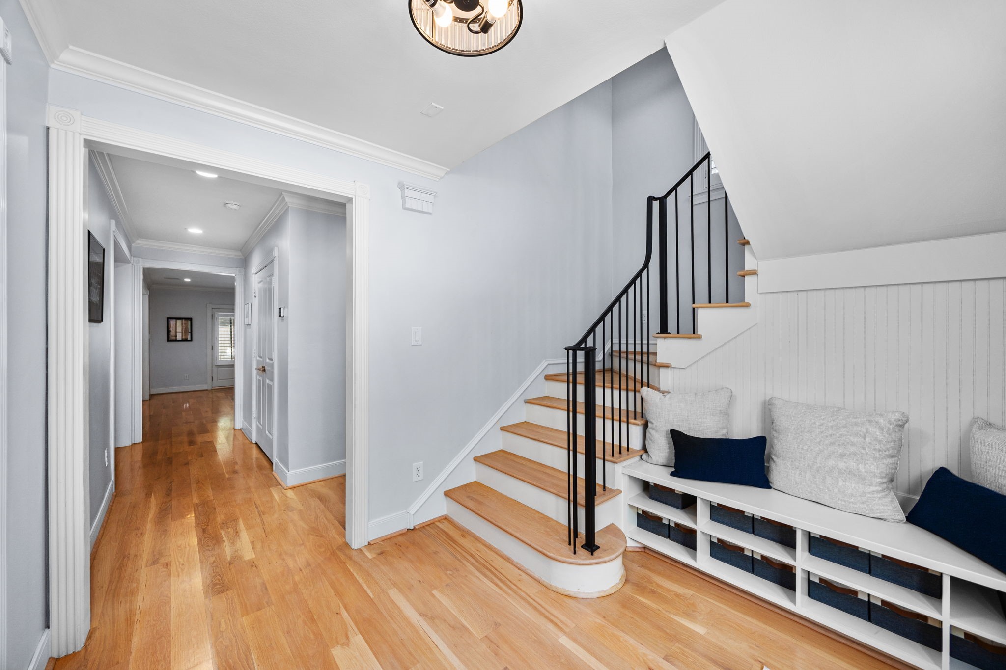 1741 Banks Street Houston, TX 77098 - Photo 6 of 50 a view of entryway with wooden floor and stairs