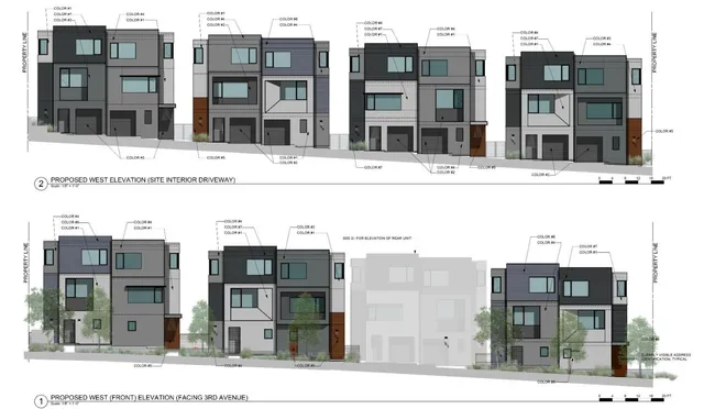 a buildings view that has a street sign on it