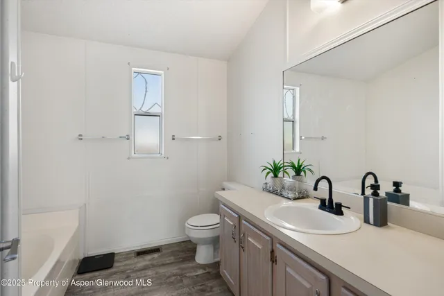 a bathroom with a sink a toilet and mirror
