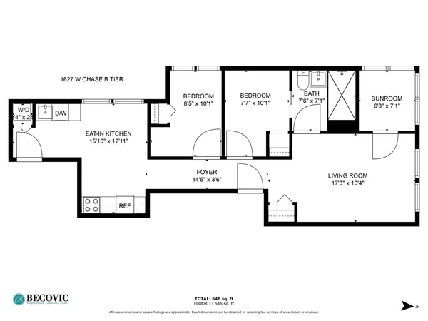 $1,938 | 1627 West Chase Avenue, Unit 1A, Chicago, IL 60626