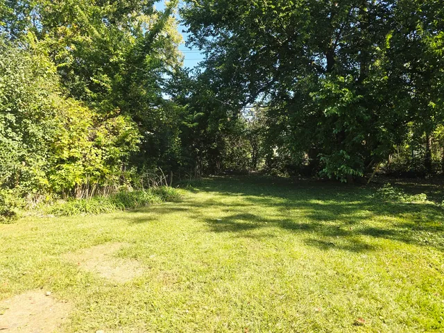 a view of yard with swimming pool and green space