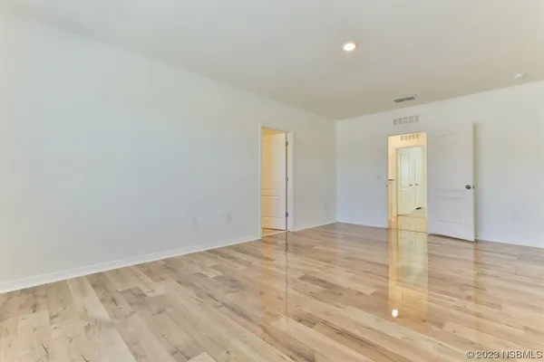 a view of a room that has a window in it