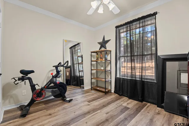 a view of a room with gym equipment