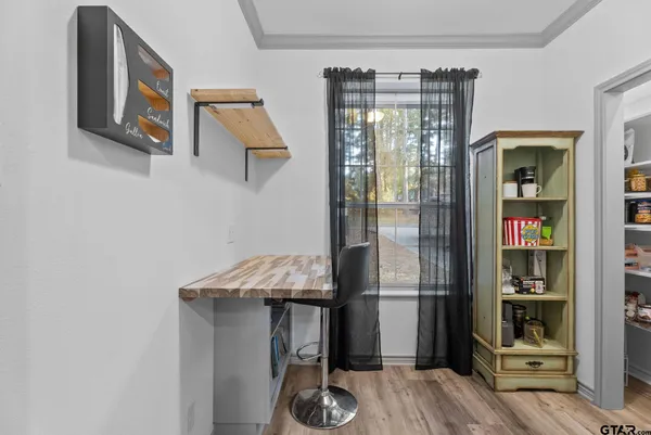 a view of a livingroom with furniture and closet