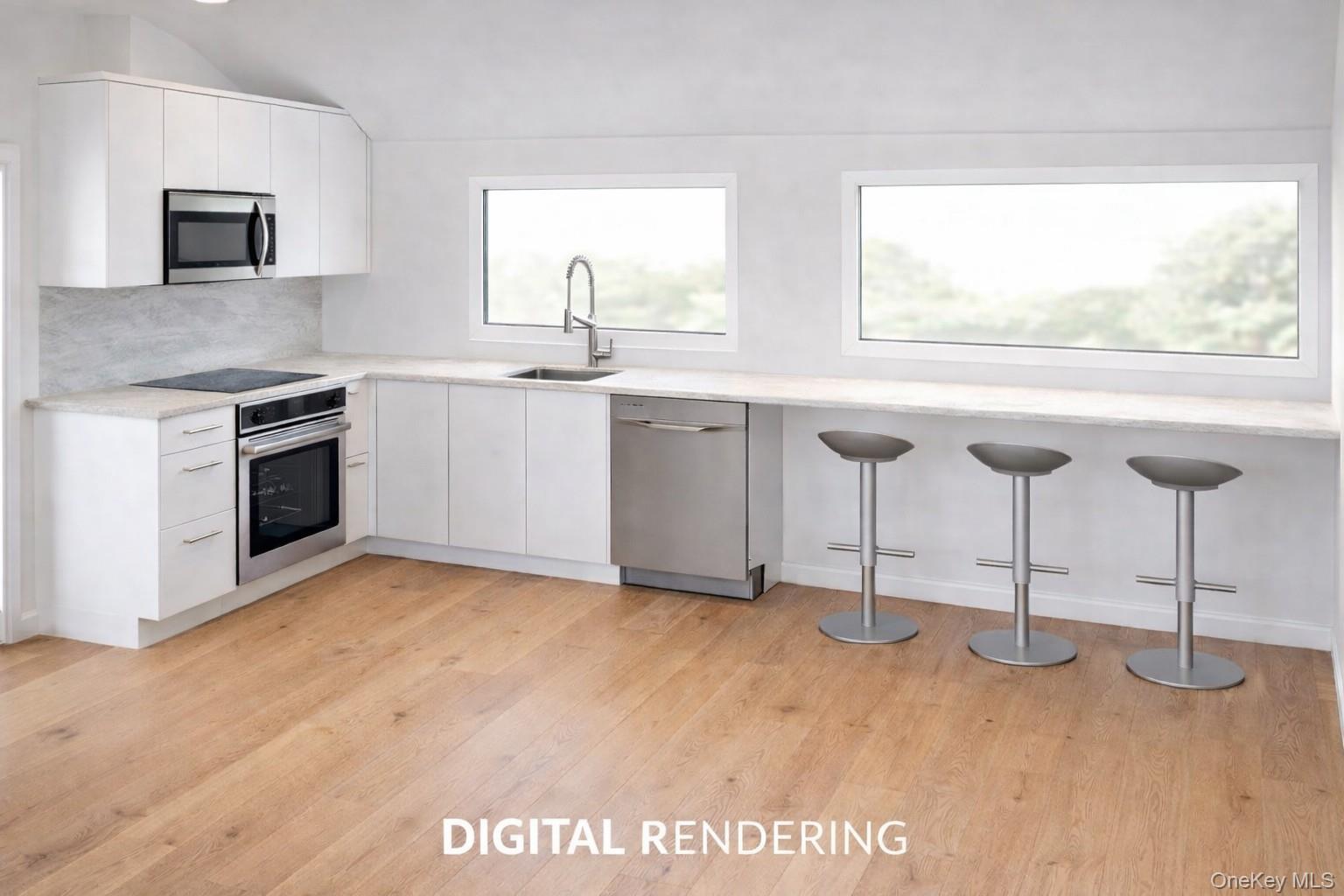 138 Longview Road Southampton, NY 11968 - Photo 4 of 13 a kitchen with cabinets a sink and a stove