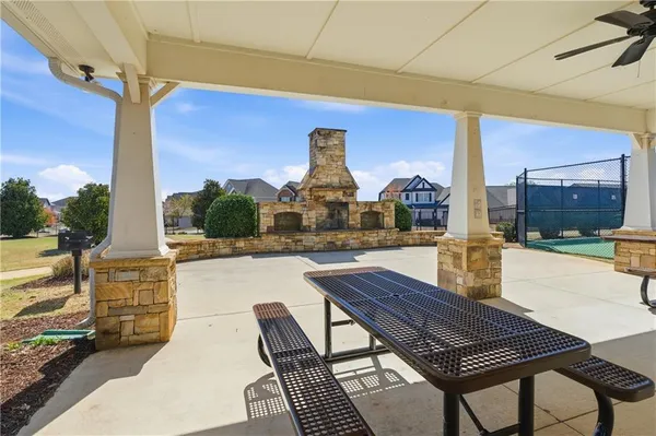 a outdoor space with patio furniture