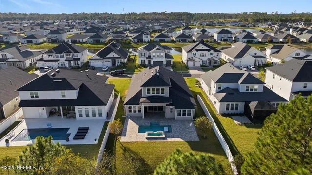a view of a city with lawn chairs