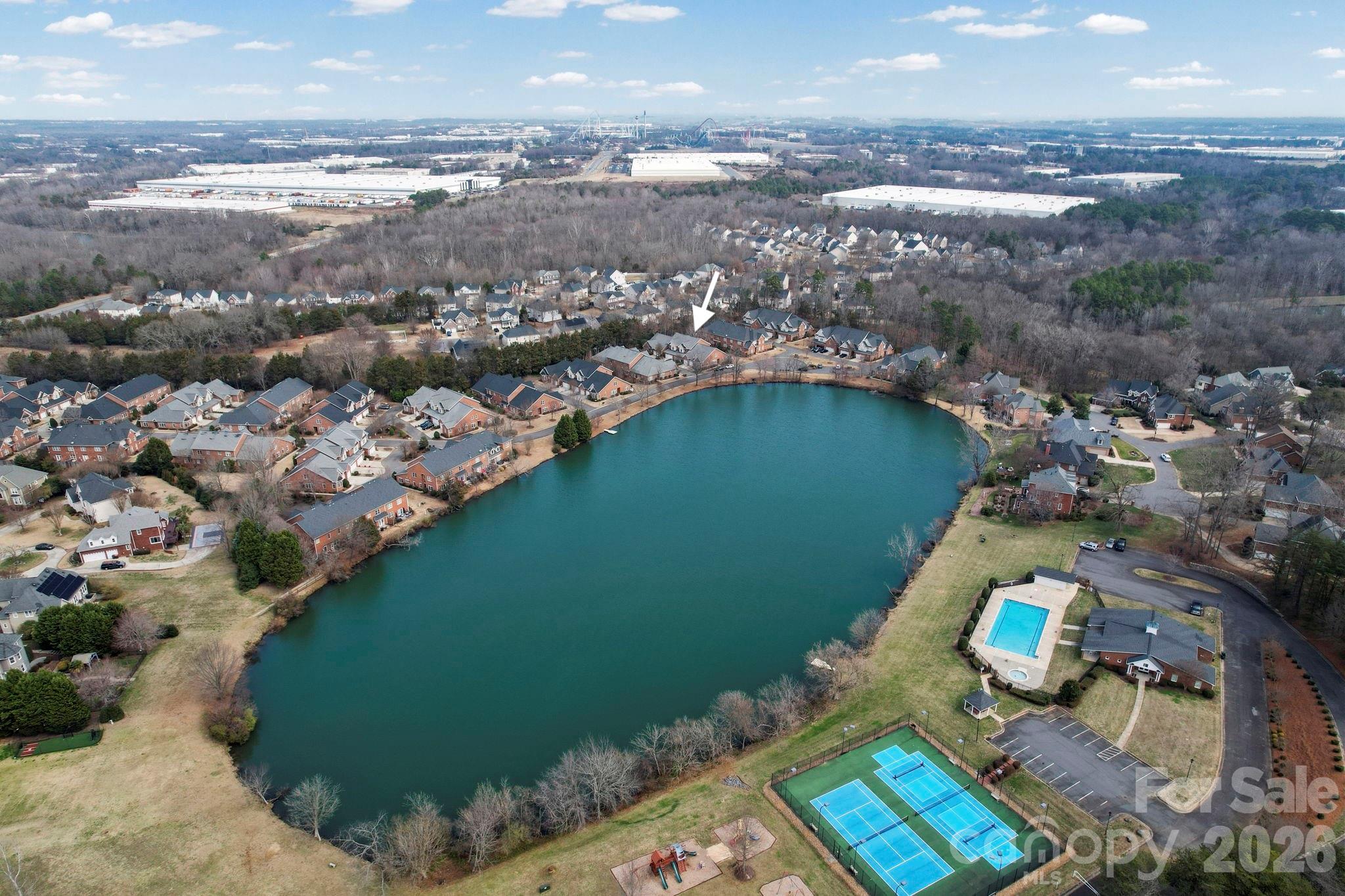 804 Talking Stick Lane Fort Mill, SC 29708 - Photo 31 of 34 an aerial view of a house with a lake view