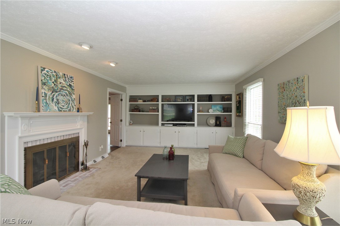7225 Hayward Road Hudson, OH 44236 - Photo 5 of 31 Living Room with Fireplace and Wall of Built-Ins