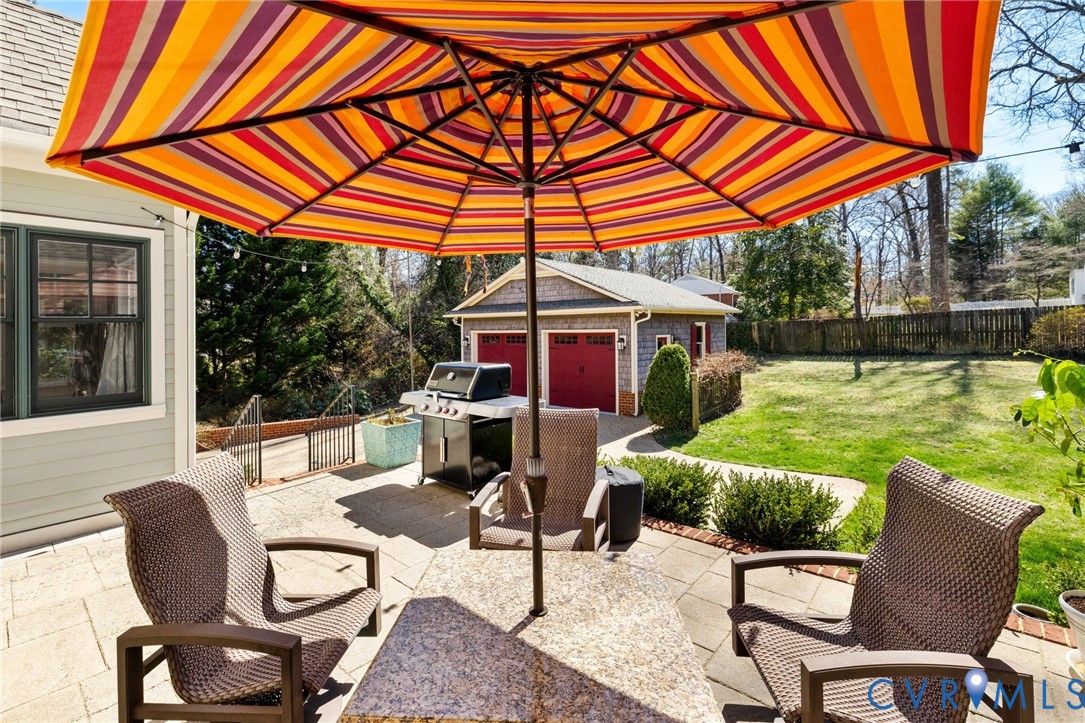 8947 Cherokee Road Richmond, VA 23235 - Photo 40 of 45 a patio with a table and chairs