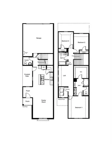 a view of a white house with a yard and garage