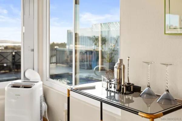 a kitchen with a sink and a counter top space
