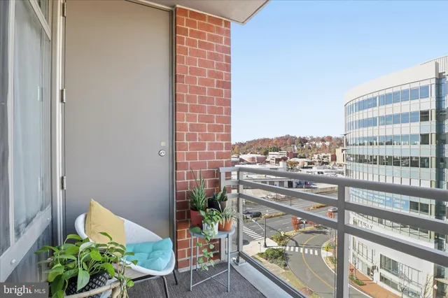 a view of a building with a potted plant
